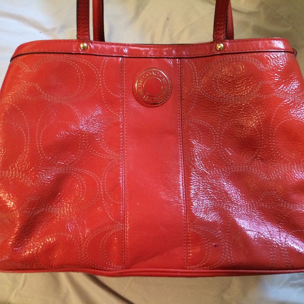 COACH Kisslock Patent Leather Tote